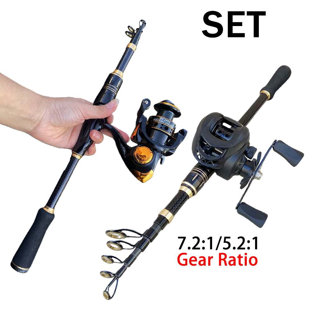 Spincast Reel - Set Combinato di Attrezzatura da Pesca: